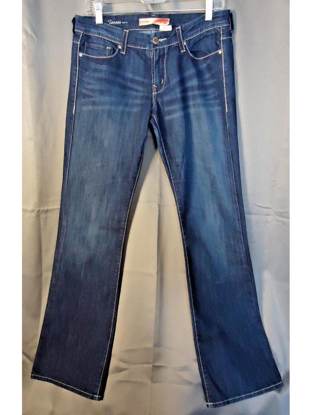 Song Of It Sonata Low Rise Bootcut Denim Jeans Sze 29 Thick Stitch Dark Wash Y2k